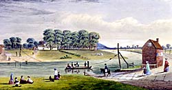 Wilford Ferry in the mid-19th century by J Birkin. (&copy; Nottingham City Museums and Galleries; Nottingham Castle).