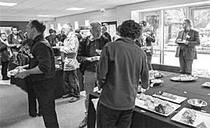 Lunch at BGS. If you think you know the person standing in the window you probably do from TV – it is Phil Harding. 