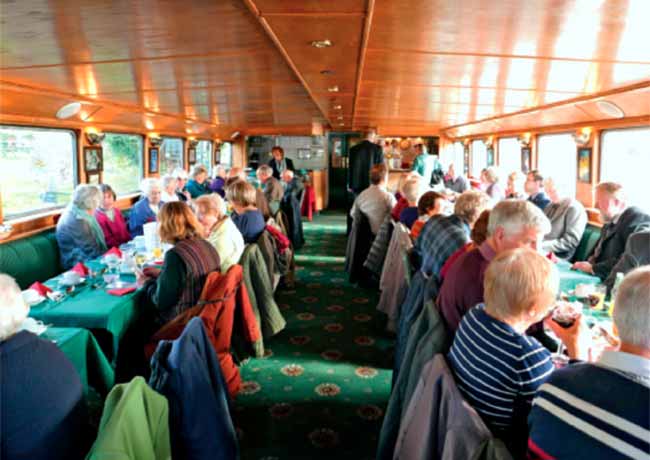 Intrepid Thorotonians await the serving of lunch on board the Princess Endeavour.