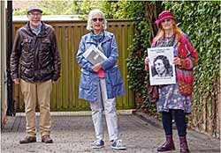 David Belbin (Nottingham UNESCO City of Literature), Helen Lewis, & Rowena Edlin-White at the dedication of the plaque to Dorothy Whipple.
