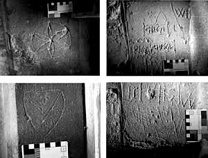 Graffiti in the church of Hawton All Saints.