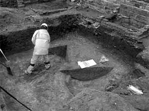 Excavating one of the mediaeval ditches at the Lower parliament site - photo courtesy of Scott Lomax.