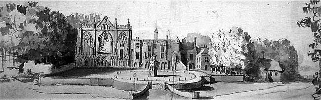 Fig. 1. Peter Tillemans (attrib.) A Panorama of Newstead Abbey, Nottinghamshire, c. 1734. © Artware.