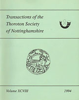 Cover of Transactions of the Thoroton Society volume 98 (1994)